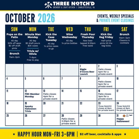 Fresh Pour Thursday at Three Notch'd Craft Kitchen & Brewery