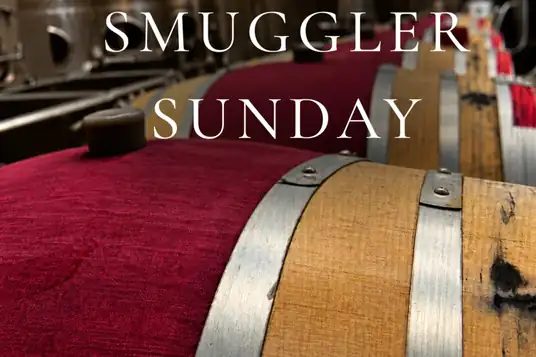 Smuggler Sunday library wine barrels at Pollak Vineyards